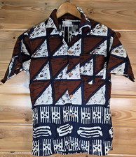 VTG 60s Royal Hawaiian Honolulu Hawaiian Shirt Men Small Geometric Tribal READ