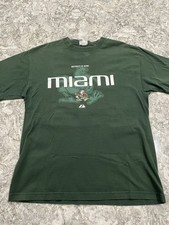 Vintage Majestic NCAA Miami Hurricanes Sebastian The Ibis T Shirt Side Large