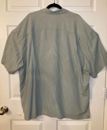 Tommy Bahama Men's Green 100% Silk Hawaiian Shirt - Chest Pocket - Size XXL - Picture 2 of 8