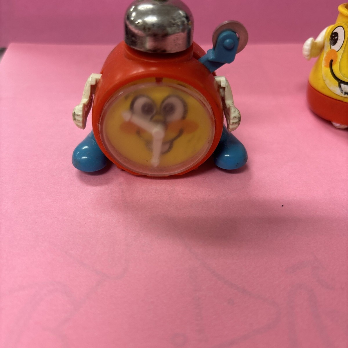 TOMY Wind Up Toy Alarm Clock Vintage 1970's Novelty Walking Chimes