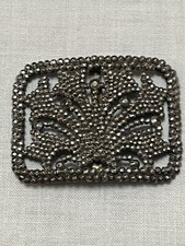 Antique pair of silver toned botanic steel cut French shoe clips marked LW Paris