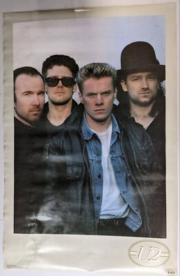 Original Vintage 1986 U2 Group Rock Band 34 x 22 Funky Poster