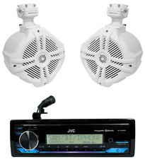 JVC KD-X38MBS 1-Din Marine Stereo Receiver w/Bluetooth 2 6.5" Tower Speakers