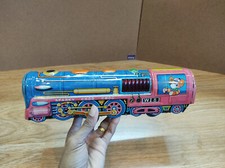 Vintage retro train litho tin. Sparky Choo Choo locomotive train Japanese tin.