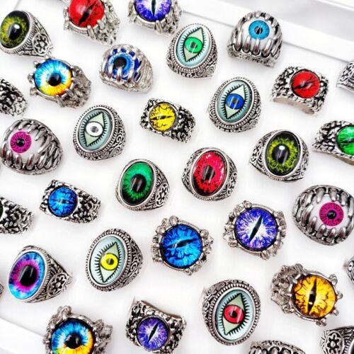 20Pcs/Lot Vintage Gothic Devil's Eye Rings for Men and Women Mixed Antique - Picture 1 of 6