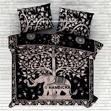 Indian Handmade Duvet Cover Set Elephant Mandala Comforter Cover Bedding Throw