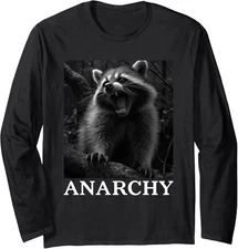 Funny Raccoon Lover Anarchy Animal Raccoon Design Long Sleeve Tshirt