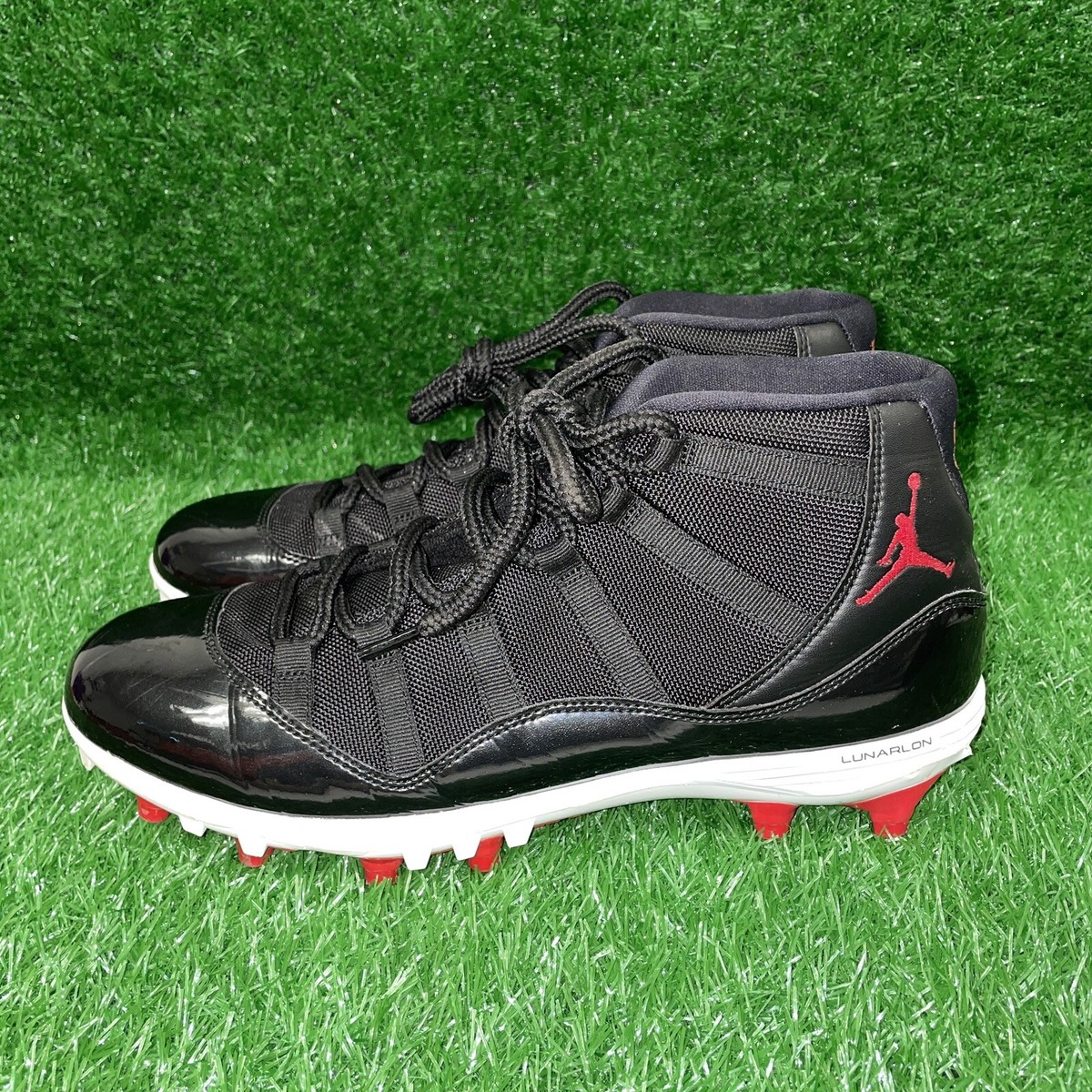 Nike Air Jordan 11 Retro TD Football Cleats Bred Black Size  display picture 2