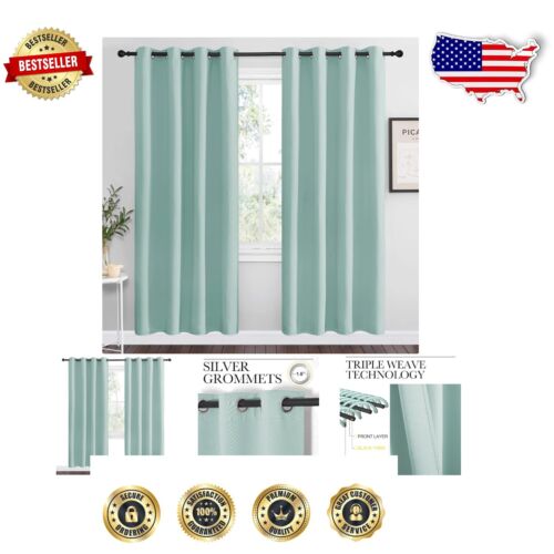 Artistic Aqua Blackout Curtains 55" W x 78" L - Energy Smart & Noise-Reducing