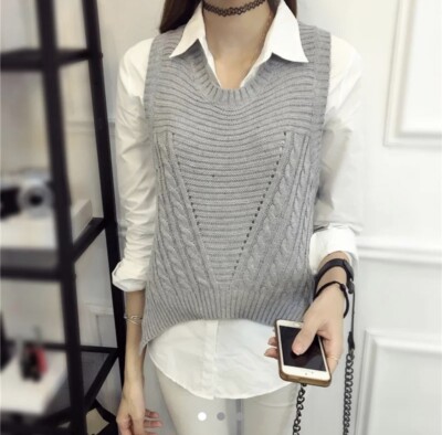 Brand New Ladies Knitted Vest(grey 
