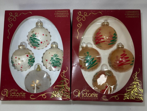 Vintage Christmas Tree Bulb Ornaments. The Victorian Collection.2 pks of 4 each.