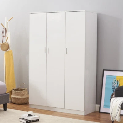 PANANA Modern 3 Door Triple Wardrobe Bedroom Furniture with Shelves & Hanging Rail