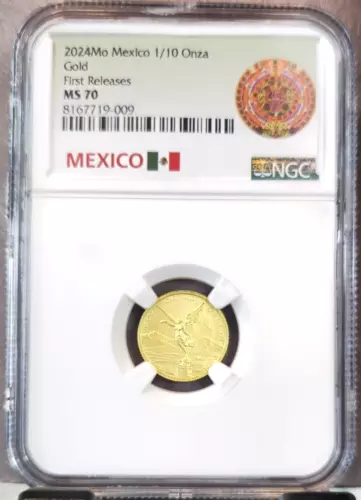 2024 MEXICO GOLD 1/10 ONZA LIBERTAD NGC MS 70 FIRST RELEASES 1/10 OZ