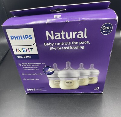 Philips Avent Natural Response Baby Bottle Pack of 4 4oz/125ml Flow 2 Nipple