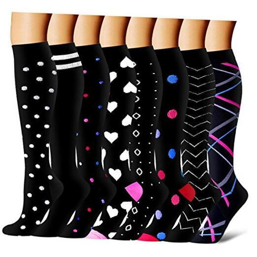 Compression Socks for Women and Men Large 10 Pink/Pink/Black/Black/Black-image
