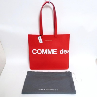 Comme Des Garçons Red Leather Tote Bag Huge Logo Sa9001