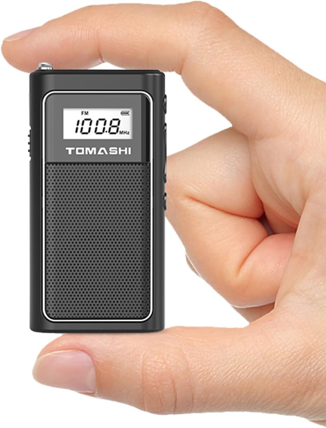 TOMASHI Tiny Portable FM Radio with USB Charging, Pocket Radio with Micro SD 