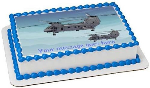 Army, Air Force Chinook Helicopters Rectangle Edible Icing Cake Topper