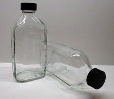 Graduated Ovals 6 Ounce Clear Heavy Glass Medicine Bottles And Caps-Package of 6