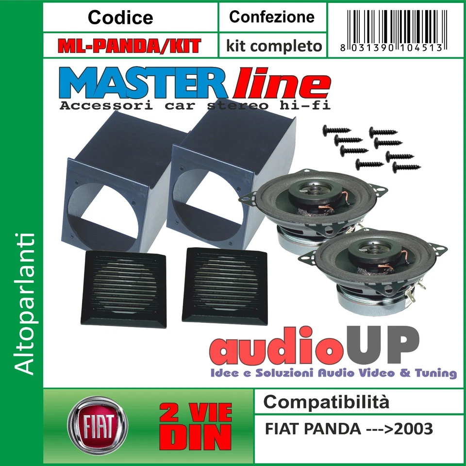MASTERLINE KIT SUPPORTI ALTOPARLANTI + GRIGLIE + ALTOPARLANTI FIAT PANDA 1987-->2003