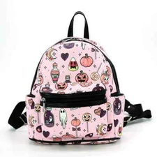 NEW Skull Pirate Pink Halloween Collage Gothic Creepy Scary Mini Backpack Vinyl