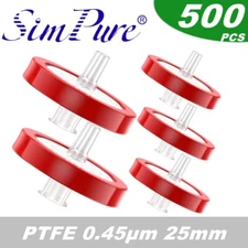 Simpure 500x PTFE Membrane HPLC Syringe Filter 0.45um 25mm Non-Sterile Luer Lock