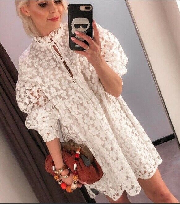 ★ZARA★ SHORT TEXTURED DRESS Zara Women Textured Mini Dress White Blogger Fav 4786/058