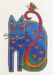 Canvas Pour Point De Croix Laura Burch - Motif Chat Avec Moustaches, 14 Fils, Peint Main, USA, Neuf