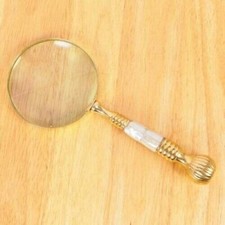 Nautical Vintage Brass Mother Of Pearl Magnifying Glass Magnifier M01