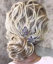 JWICOS Lavender Bridal Wedding Hair Pins Crystal Beads Hair Accessories for