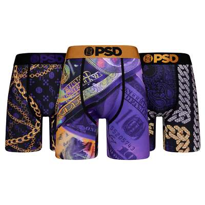 PSD Herren Boxershorts 3er Pack 7'' - Lila & Gold