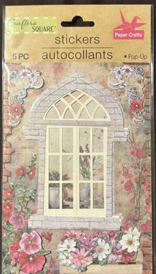 Crafter's Square Garden Window Scene 5 Pc Pop Up 3D Stickers Combined Shipping