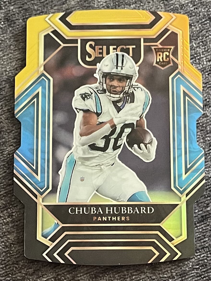 2021 Select Club Level Die Cut Black/Gold Prizm Chuba Hubbard Rookie, Mint