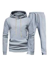 Ensemble Sport Homme Costume Set Pull en Tricot Et Pantalon Gris à Capuche 71710