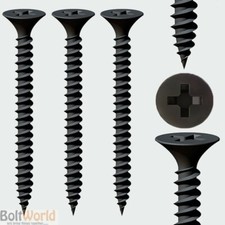 3.5 x 50mm BLACK FINE THREAD DRYWALL / PLASTERBOARD SCREWS - SUPER SHARP SCREWS