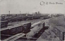 Tarjeta postal CPR Railway Tracks Winnipeg MB Manitoba Canadian Pacific Macfarlane E94