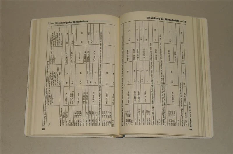 Libro de Tablas Mercedes Benz Coche Tipo W 114 115 100 116 R C 107 Sl SLC, 1974 - Imagen 2 de 2