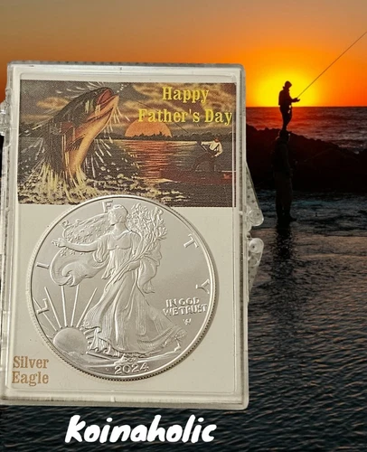 2024 American Silver Eagle Uncirculated Happy Father's Day Coin In Holder