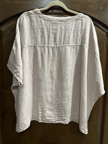 Tahari Chic Linen Top Blouse (M) Boxy Shirt Button Mauve Pink Oversized. EUC - Picture 5 of 7