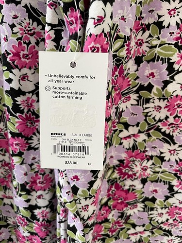 CROFT & BARROW WOMAN PLUS SIZE L COTTON BLEND LONG SLEEVE NIGHTGOWN, NWT $38.00 - Picture 5 of 11
