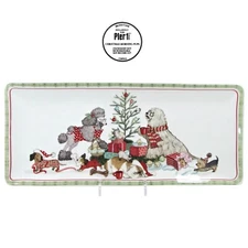 NEW Pier 1 Imports PARK AVENUE PUPS - CHRISTMAS MORNING 14" x 6" Treat Tray