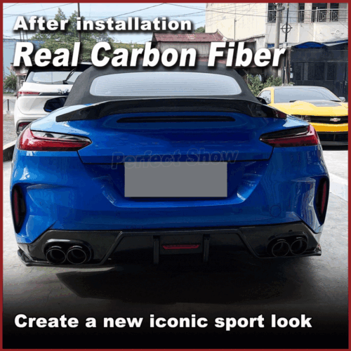 Fit For BMW Z4 G29 M40i 2019-24 Real Carbon Fiber Rear Bumper Lip Diffuser W/LED - Picture 3 of 7