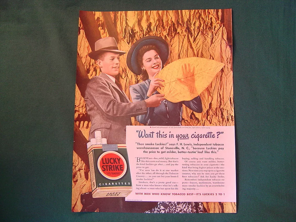 1941 Vintage ad Lucky Strike Cigarettes Tobacco Large Leaf Green