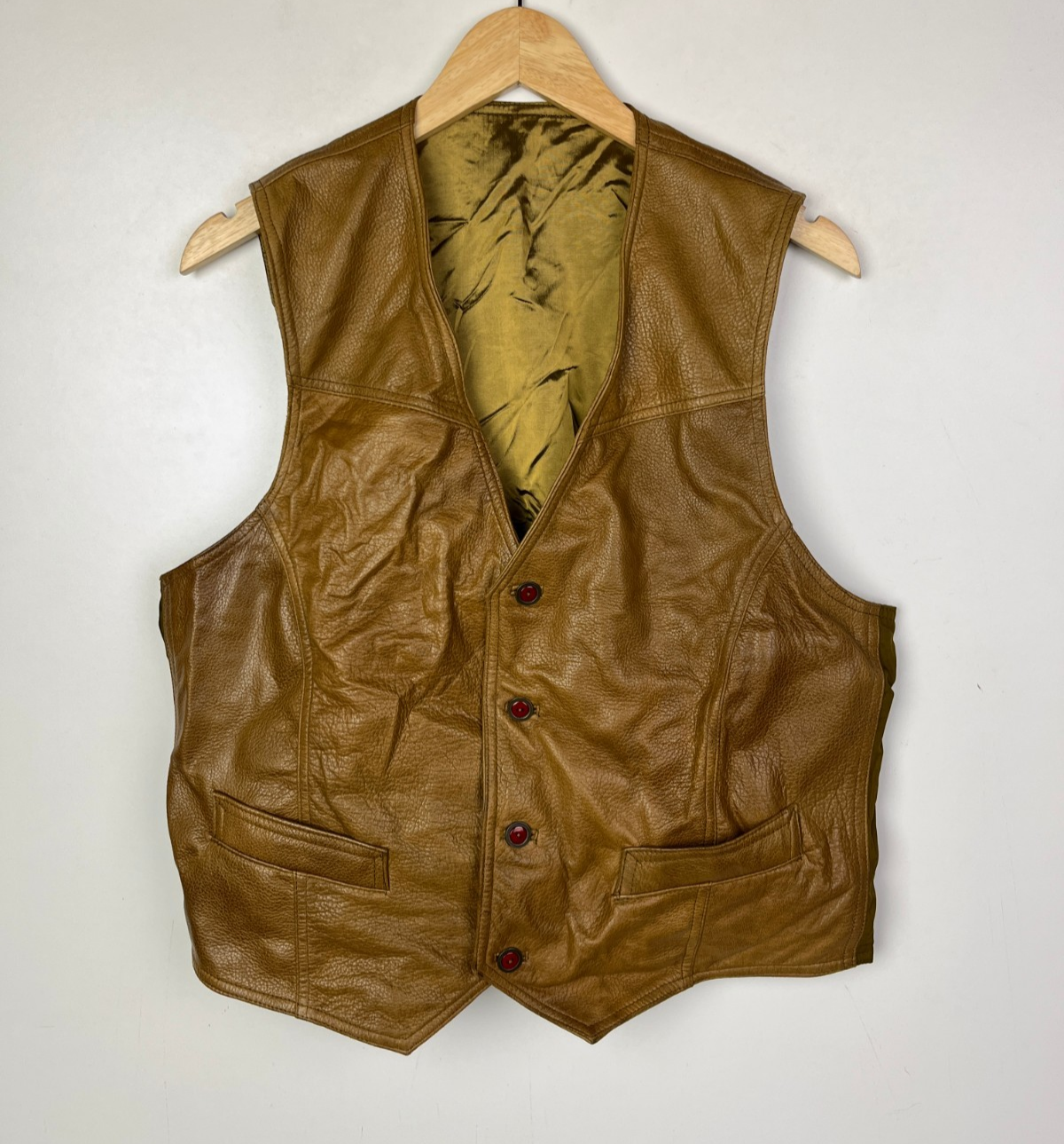 Real Nappa Leather Waistcoat Vest Size Medium 40