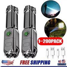 Rechargeable 990000LM LED Flashlight Tactical Police Super Bright Torch Zoomable
