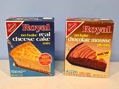 1980s Nabisco Royal No Bake Cheese Cake & Chocolate Mousse Mix  Empty Boxes