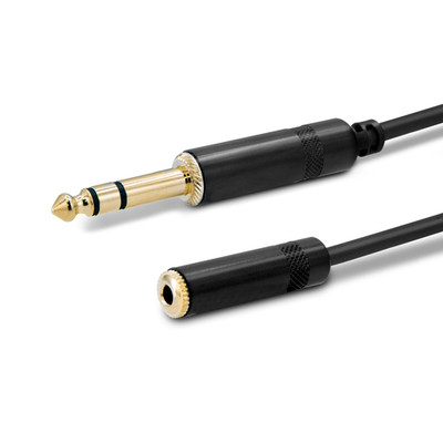 SuperFlex Gold 10 ft Stereo Headphone Extension Cables 1/4'' TRS to 1/8'' Female