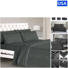 230 Thread Count Ultra-Soft Queen Bed Sheets Set - Breathable, Elegant Dark Gray