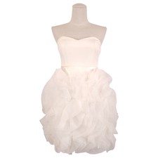 Jovani 100% Silk Strapless Mini Bubble Dress Ivory White Sz 2