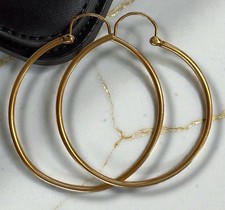 Vintage 14K Yellow Gold Large 1 7/8  Classic Lightweight Hoop Earrings 